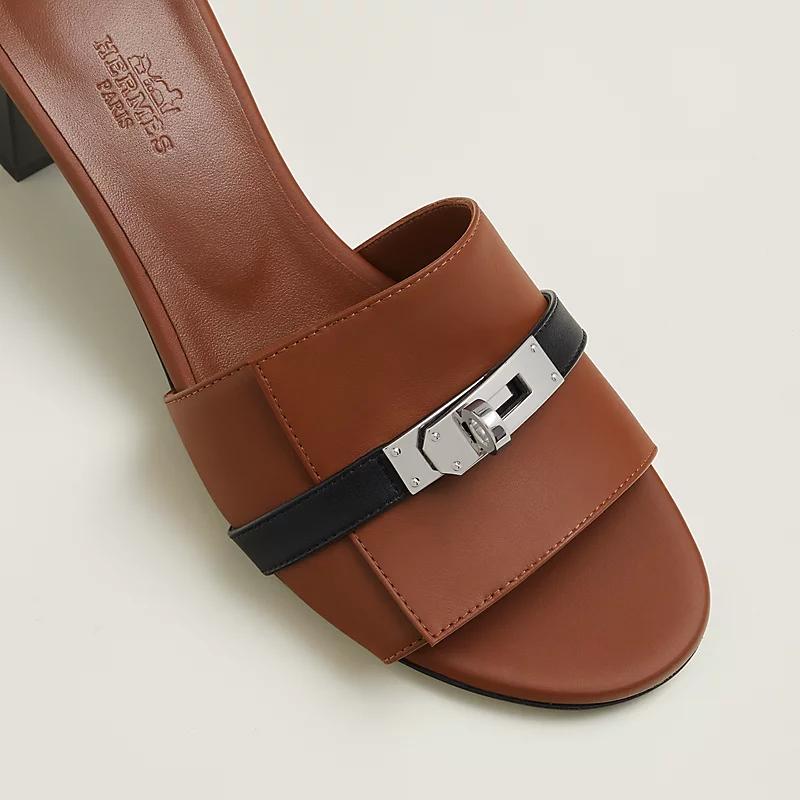 Giày Hermes Gigi 50 Sandal Nữ Nâu Đen